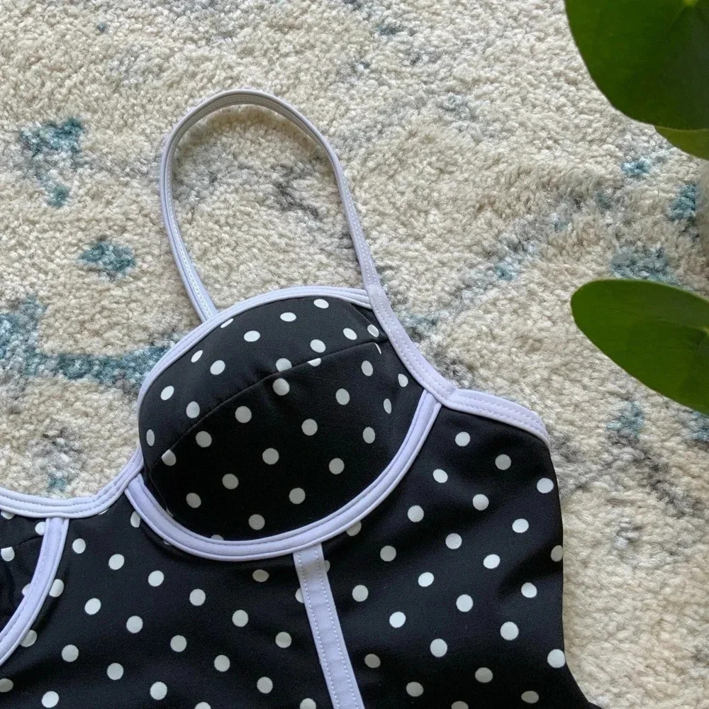 polka dot one-piece swimsuit | size 4 | built in bra - Picture 3 of 6